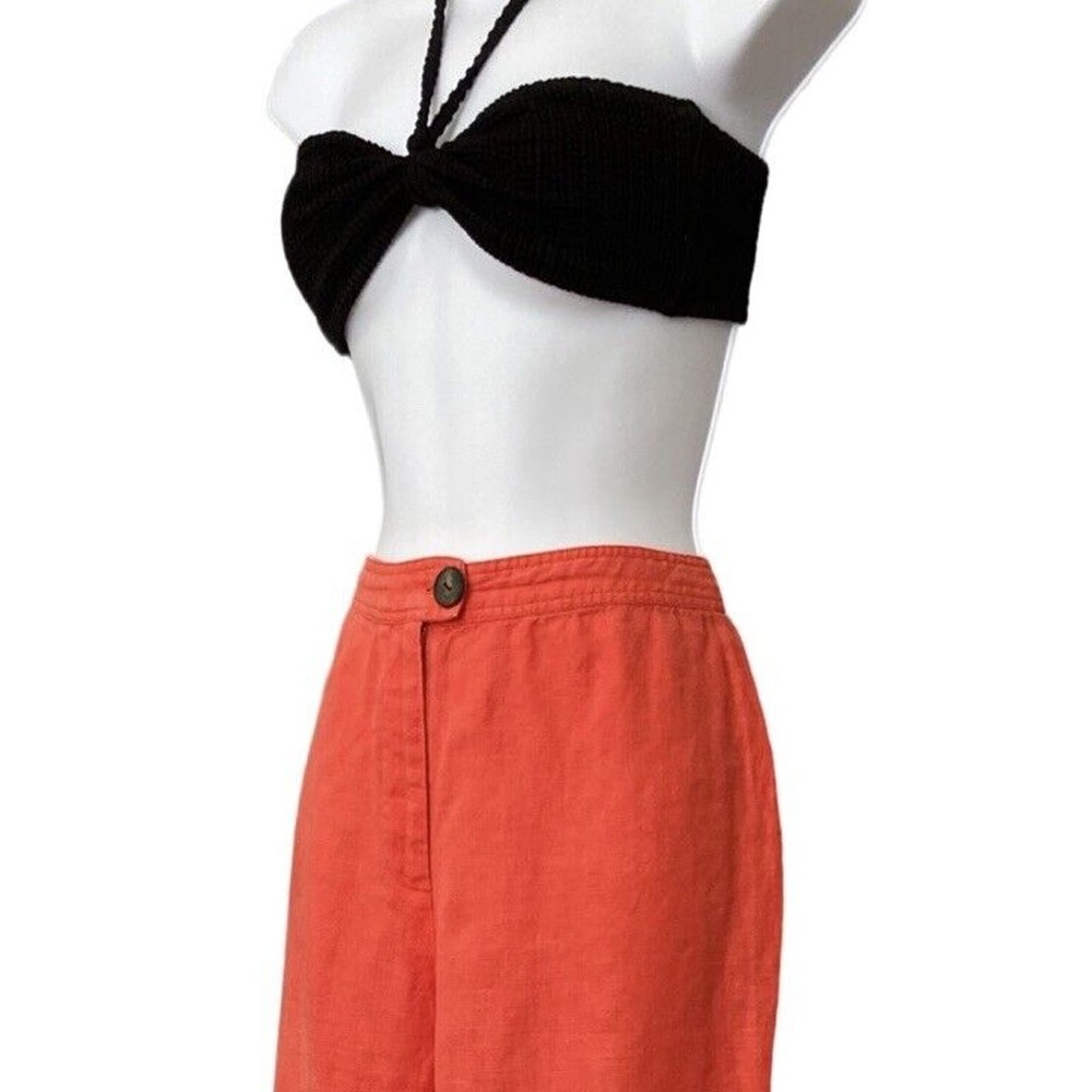 Mara Hoffman Rust Orange Straight Leg Linen Pants - Picture 2 of 7